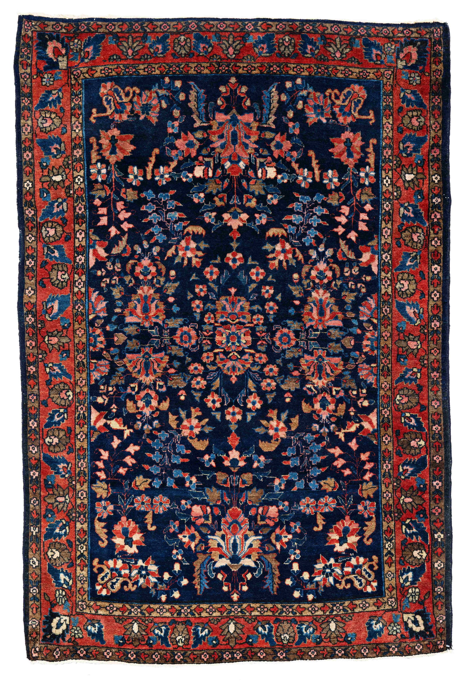 Sarouk Rug: Sarouk 149 x 100 cm (4' 11" x 3' 3") Persia, ca. 1920 Condition: very good, full pile, lower end minimally incomplete, slight signs of use on the sides Warp: cotton, weft: cotton, pile: wool
