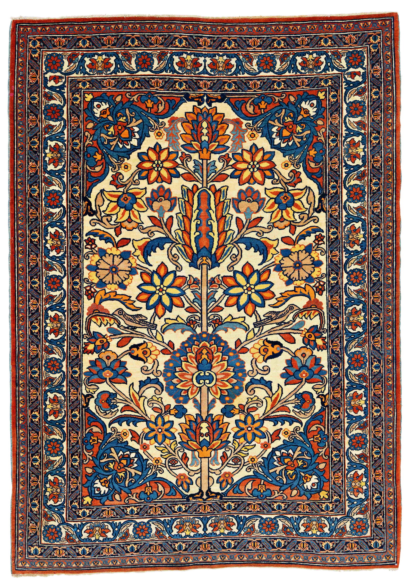 Fine Tabriz Vase Rug: Fine Tabriz Vase Rug 194 x 138 cm (6' 4" x 4' 6") Persia, early 20th century Condition: very good, full pile, minor small moth damage on the backside, minor small repairs Warp: cotton, weft: cotton,