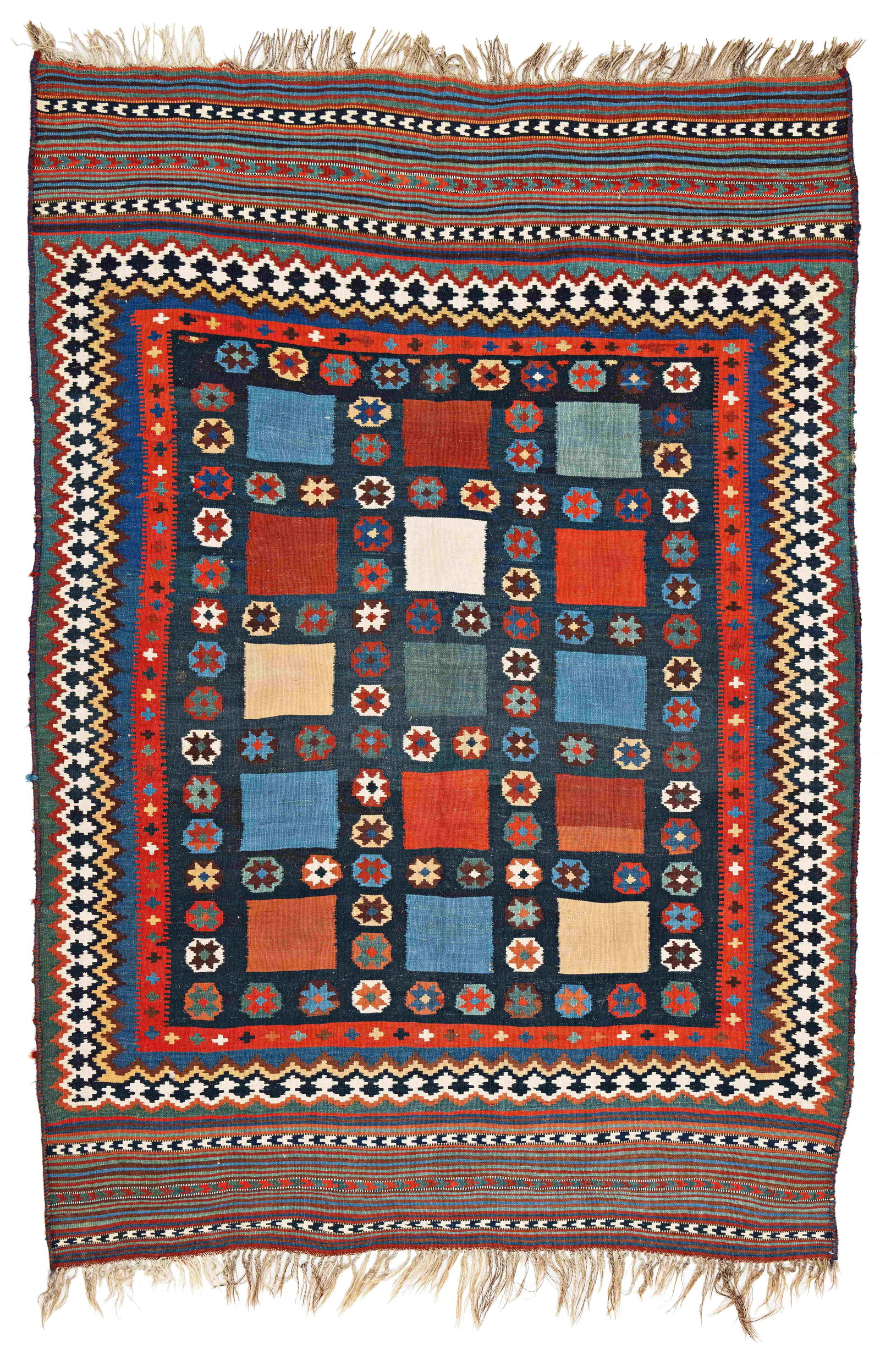 Qashqai Kilim: Qashqai Kilim 260 x 180 cm (8' 6" x 5' 11") Persia, early 20th century Condition: good, two small holes, scattered small repairs Warp: wool, weft: wool