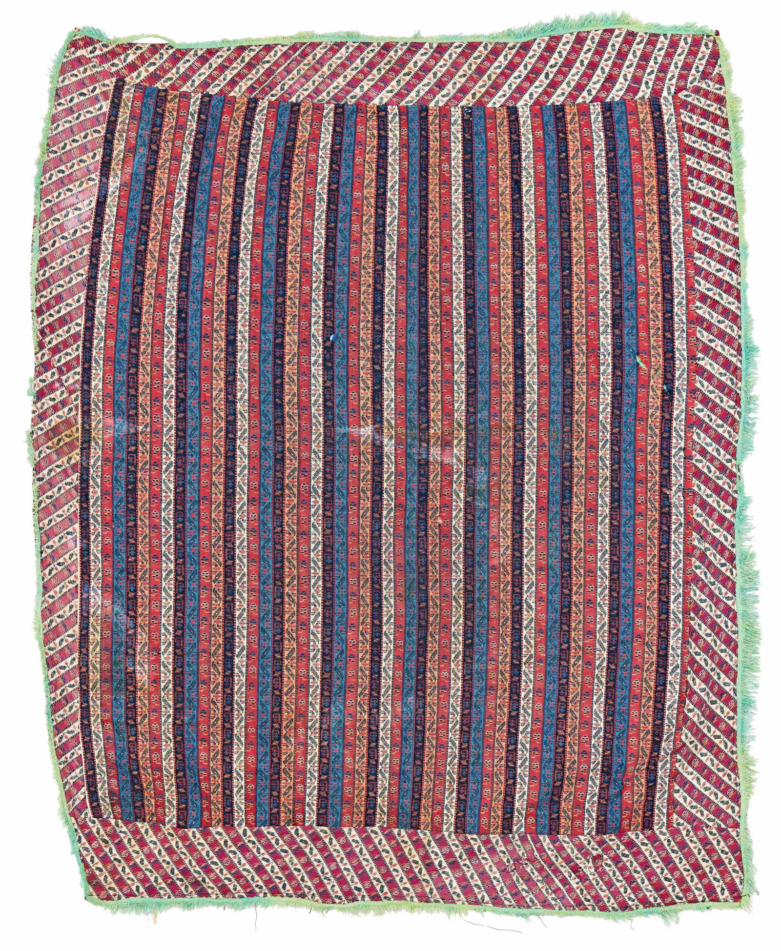 Termeh Fragment: Termeh Fragment 123 x 102 cm (4' x 3' 4") Persia, late 19th century Condition: fragment, composed of several pieces, scattered small repairs, signs of use, backed with fabric