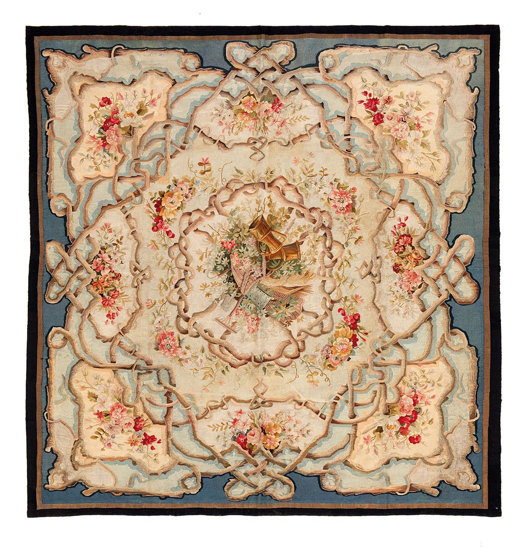 Aubusson: Aubusson France 19th century 6ft. 7in. x 6ft. 4in., 201 x 194 cm Condition: good, very few small repairs Cotton warp, wool weft