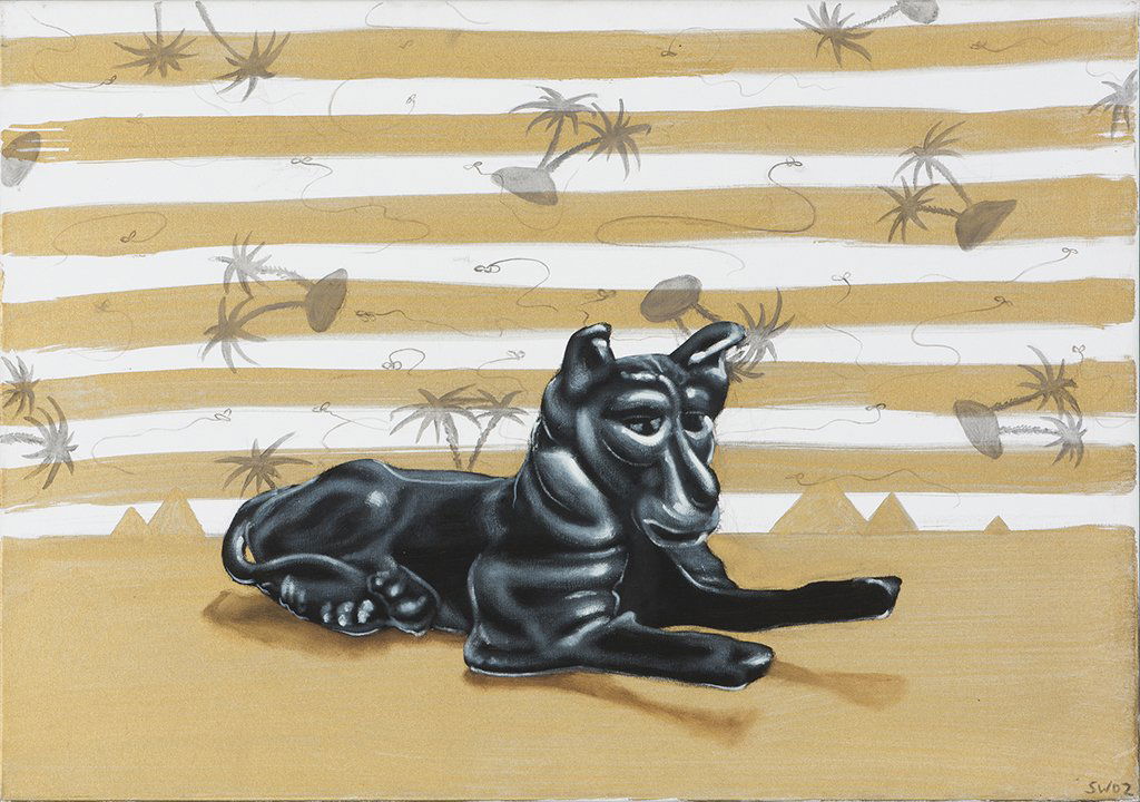 Sebastian Weissenbacher * (1959 Eggenburg): Sphinx, 2002 Ã–l auf Leinwand, 70 x 100 cm Signatur vorne rechts unten: SW 02 Bezeichnung RÃ¼ckseite: L02/4, Titel, Name Sphinx, 2002 oil on canvas, 70 x 100 cm signed front bottom right: SW 02 d