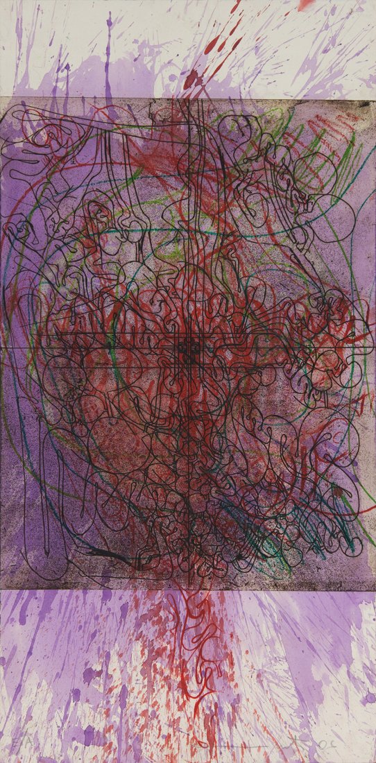Hermann Nitsch * (1938 Wien): 0. T., 2006 Radierung, ungerahmt 80 x 39,5 cm Zustand: sehr gut Signatur vorne rechts unten: Hermann Nitsch 06 0. T., 2006 etching, unframed 80 x 39,5 cm Condition: very good signed front bottom right