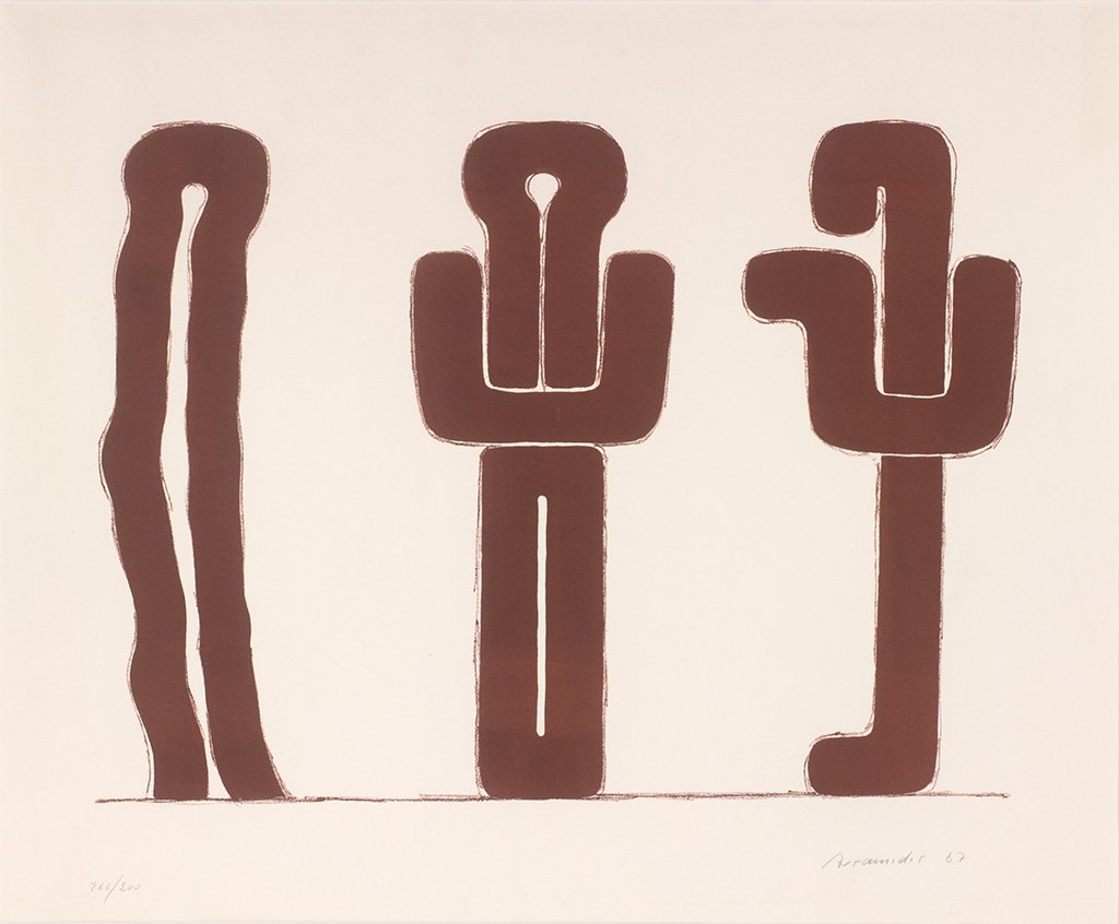 Joannis Avramidis (1922 Batumi/Russland - 2016 Wien): (1922 Batumi/Russland - 2016 Wien) Figuren, 1967 Farblithografie auf Papier, 166/200, 50 x 70 cm ungerahmt Zustand: sehr gut Signatur vorne rechts unten: Avramidis 67 Figuren, 1967 color lithography o