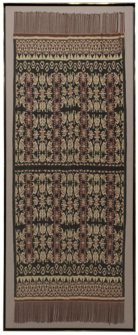 LARGE FRAMED MOUNTED WOVEN FRINGED TEXTILE (1 of 4)