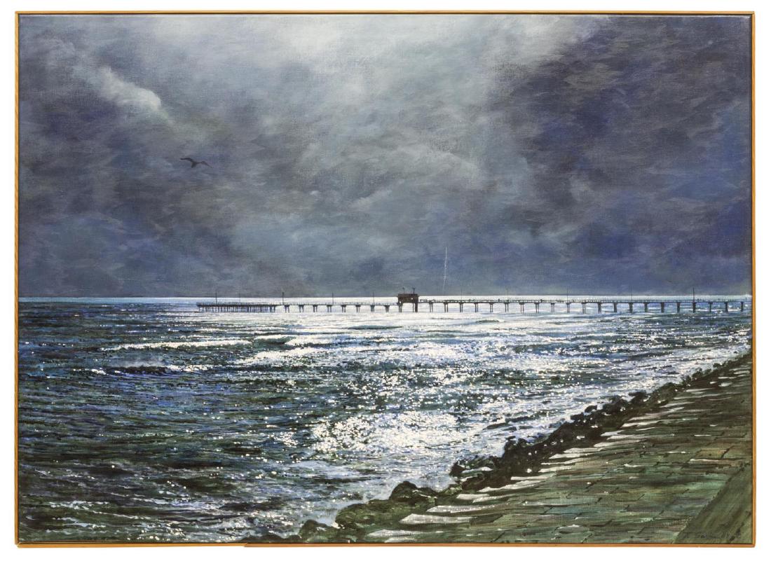 TIM SASKA GALVESTON PIER NIGHT ACRYLIC PAINTING (1 of 3)