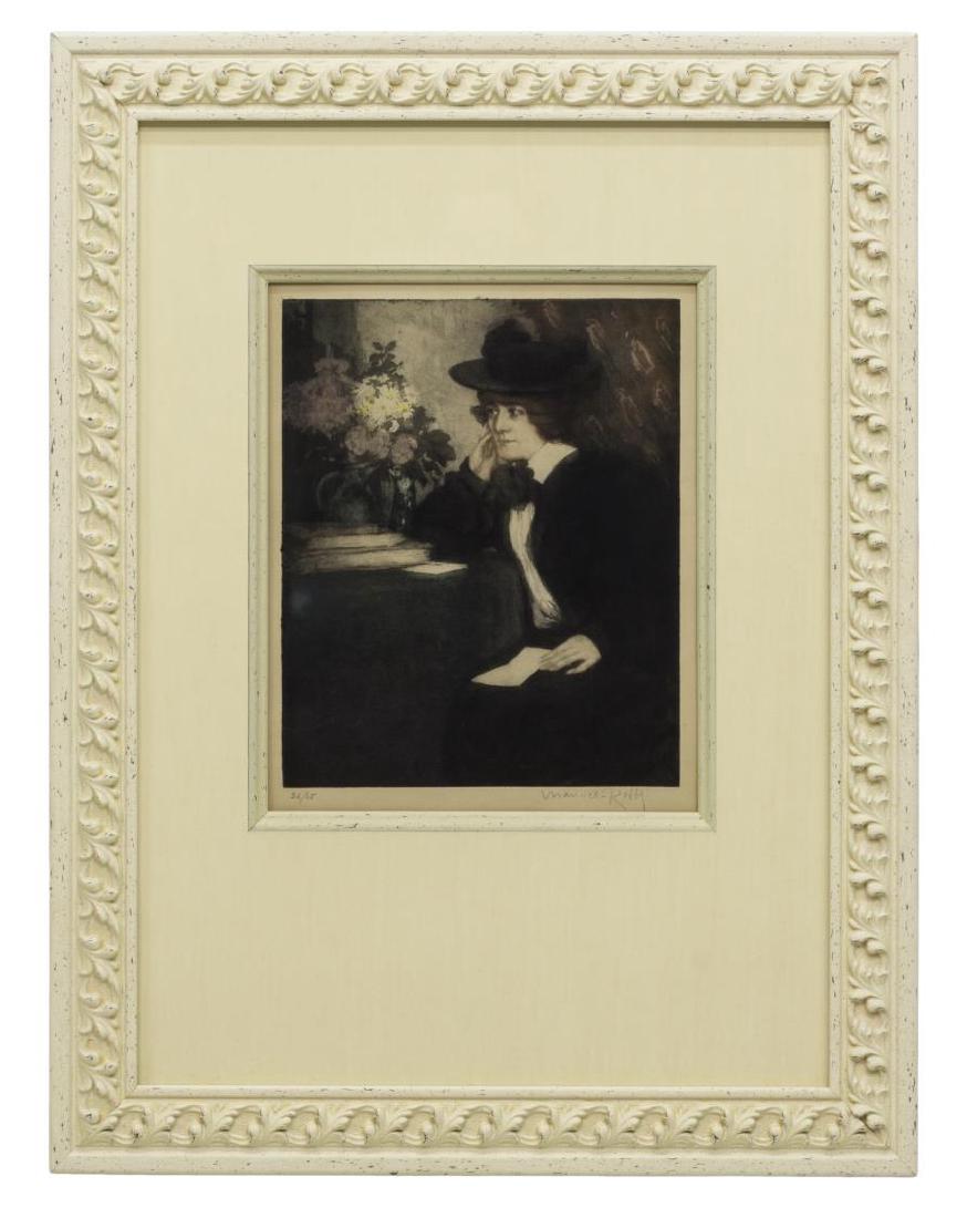MANUEL ROBBE COLOR AQUATINT, WOMAN WITH LETTER (1 of 4)