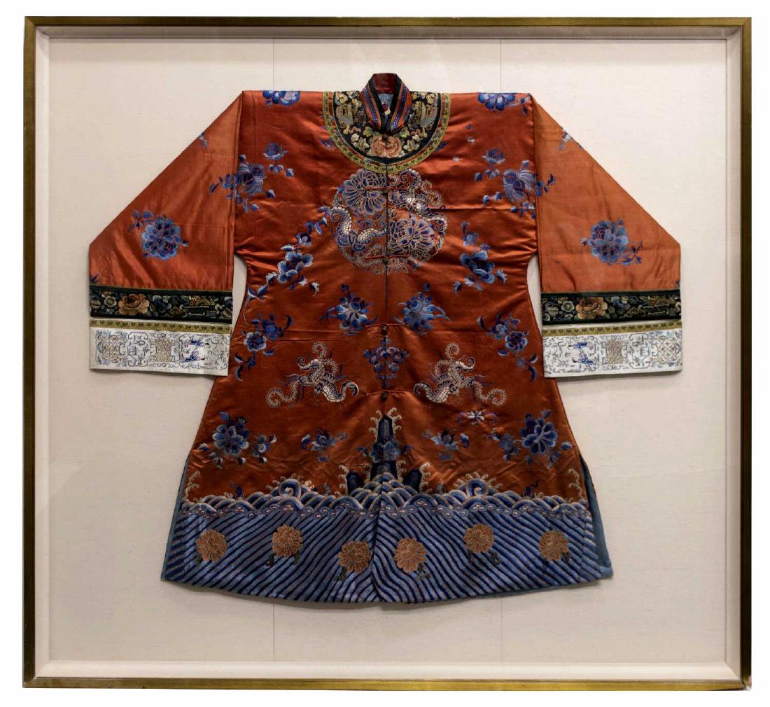 FRAMED CHINESE EMBROIDERED SILK ROBE (1 of 7)
