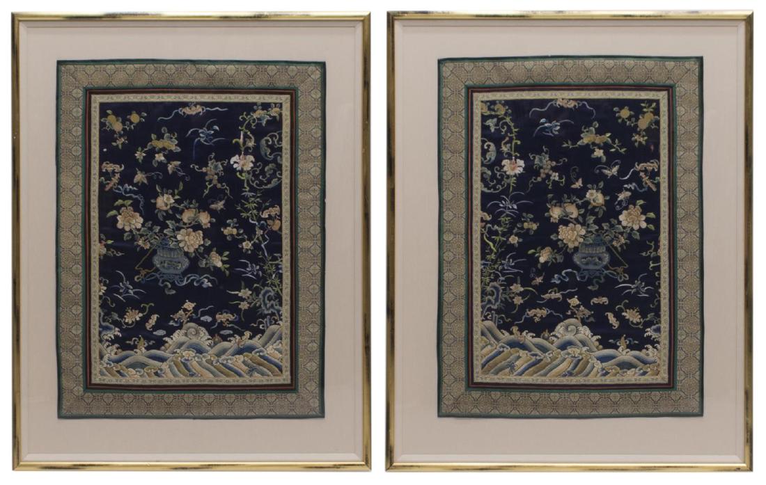 (2) FRAMED CHINESE EMBROIDERED SILK PANELS (1 of 4)