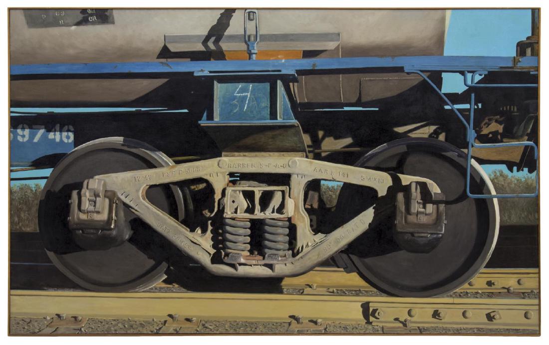 JOSEPH RICHARDS (1921-2007) TRAIN WHEELS, PAINTING (1 of 4)