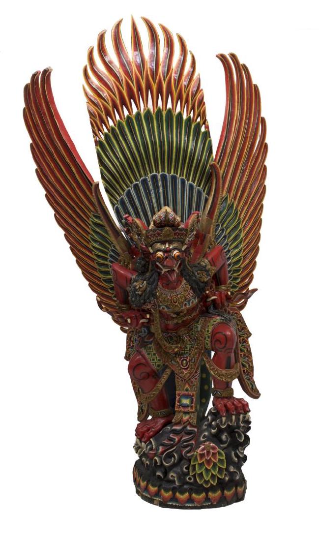 INDONESIAN POLYCHROME CARVED GARUDA STATUE (1 of 6)