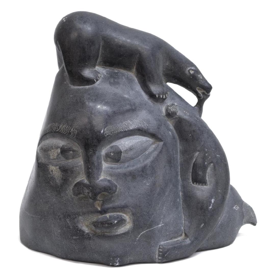 CANADIAN INUIT CARVED SOAPSTONE FIGURAL STATUE (1 of 8)