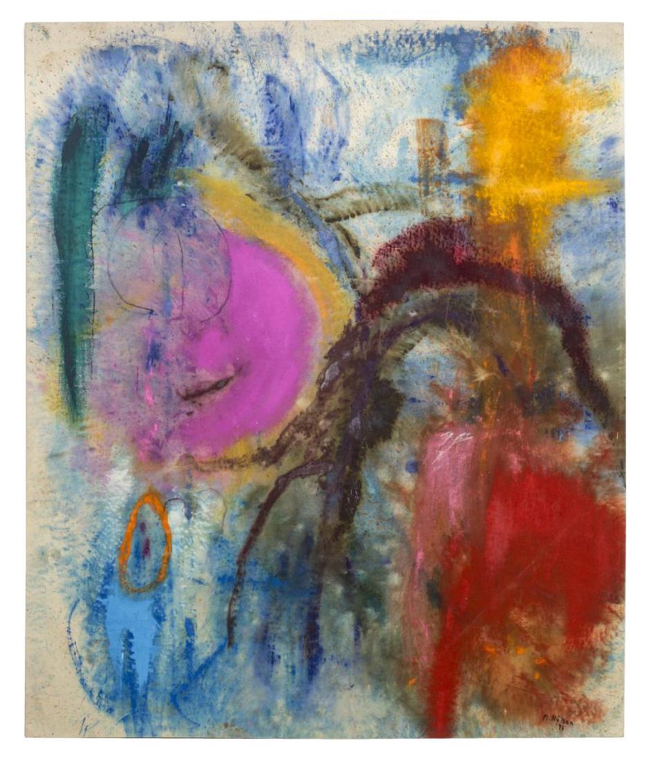 M. NELSON PINK & RED ABSTRACT COMPOSITION 20TH C (1 of 3)