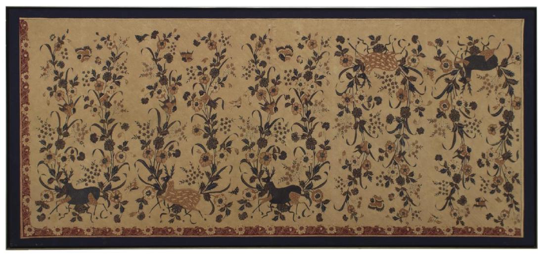 LARGE TEXTILE DEER & BIRDS AMID FLOWERING STALKS (1 of 5)