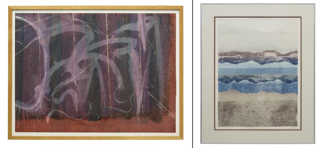 (2) FRAMED ARTWORKS, SPLATTER PAPER & COLLOGRAPH (1 of 5)
