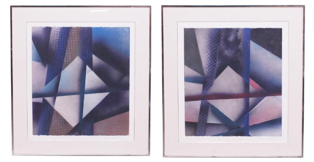 (2)DAVID MINTZER COLOR MONOPRINTS, ABSTRACT SHAPES (1 of 7)