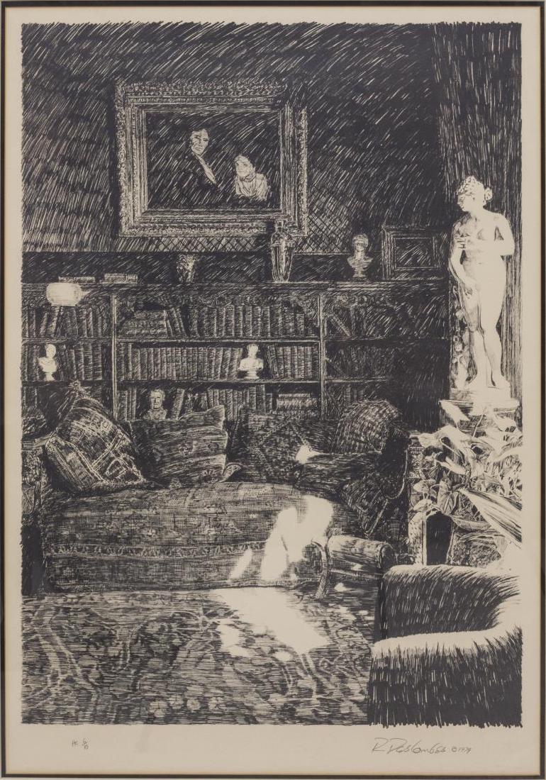 RONALD DESCOMBES LITHOGRAPH OF AN INTERIOR (1 of 4)