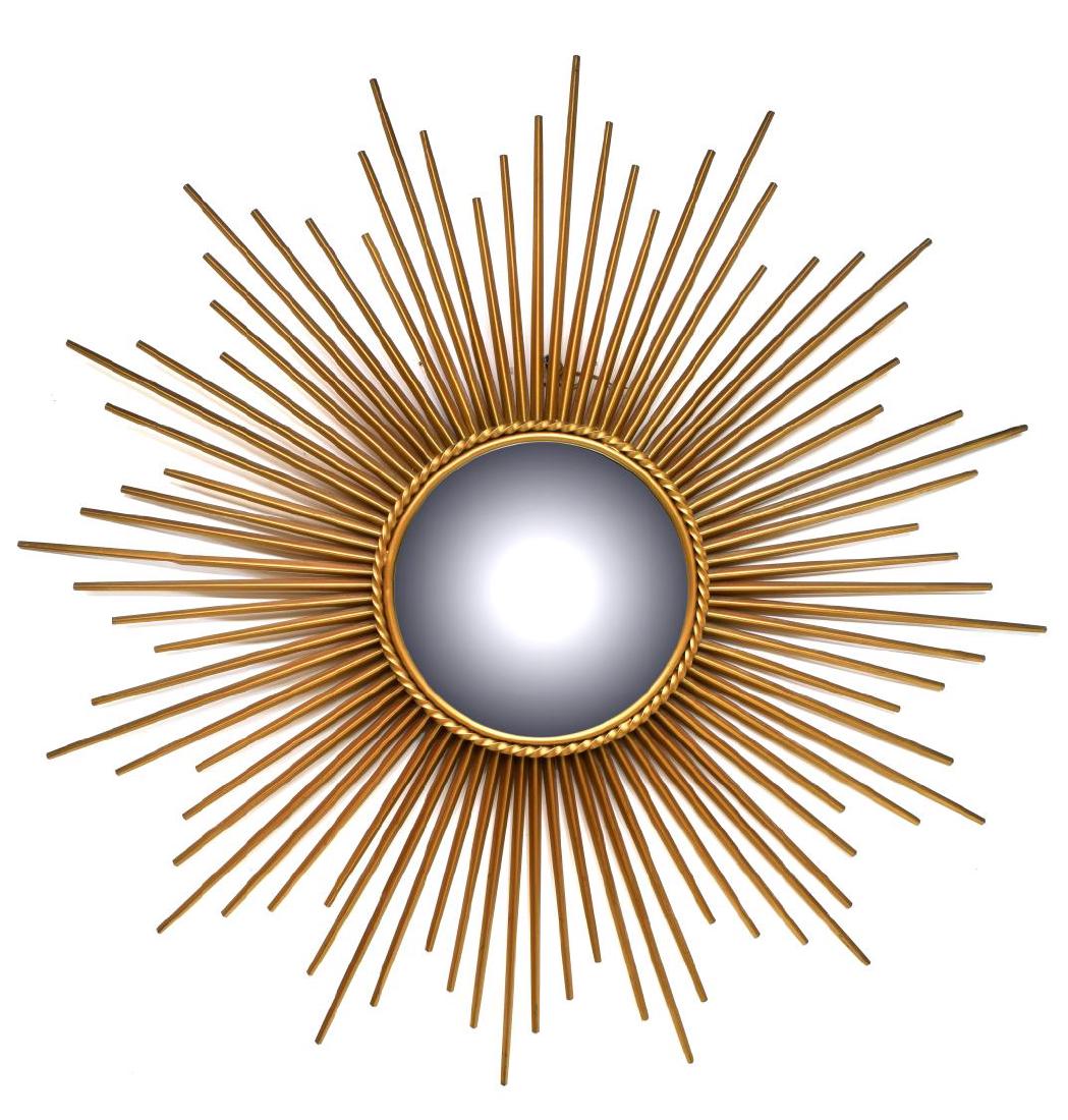 FRENCH CHATTY VALLAURIS METAL SUNBURST WALL MIRROR (1 of 3)