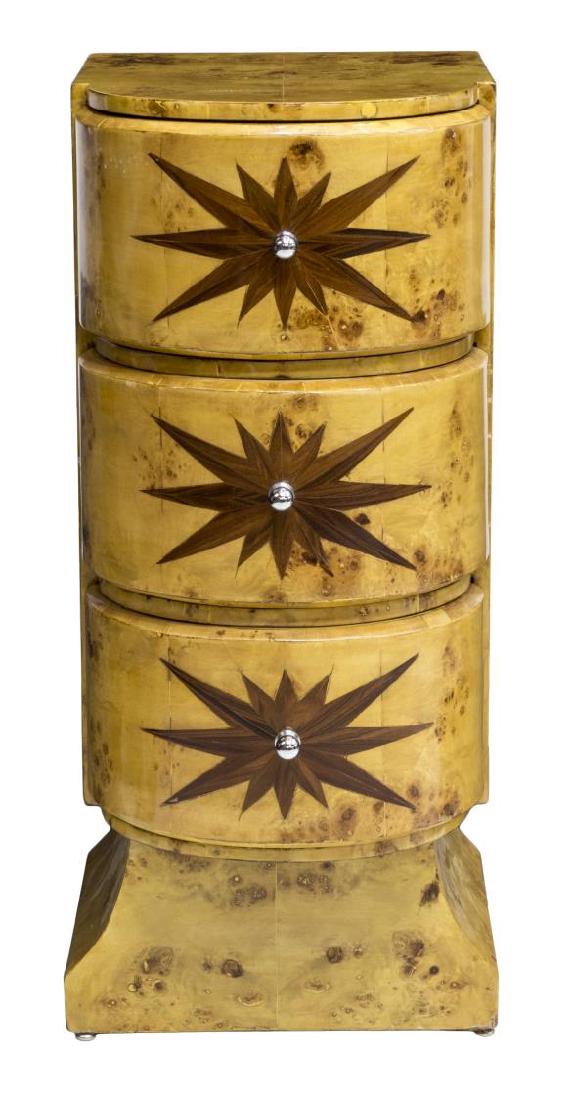 FRENCH DECO STYLE BURL MAPLE BEDSIDE CABINET (1 of 2)