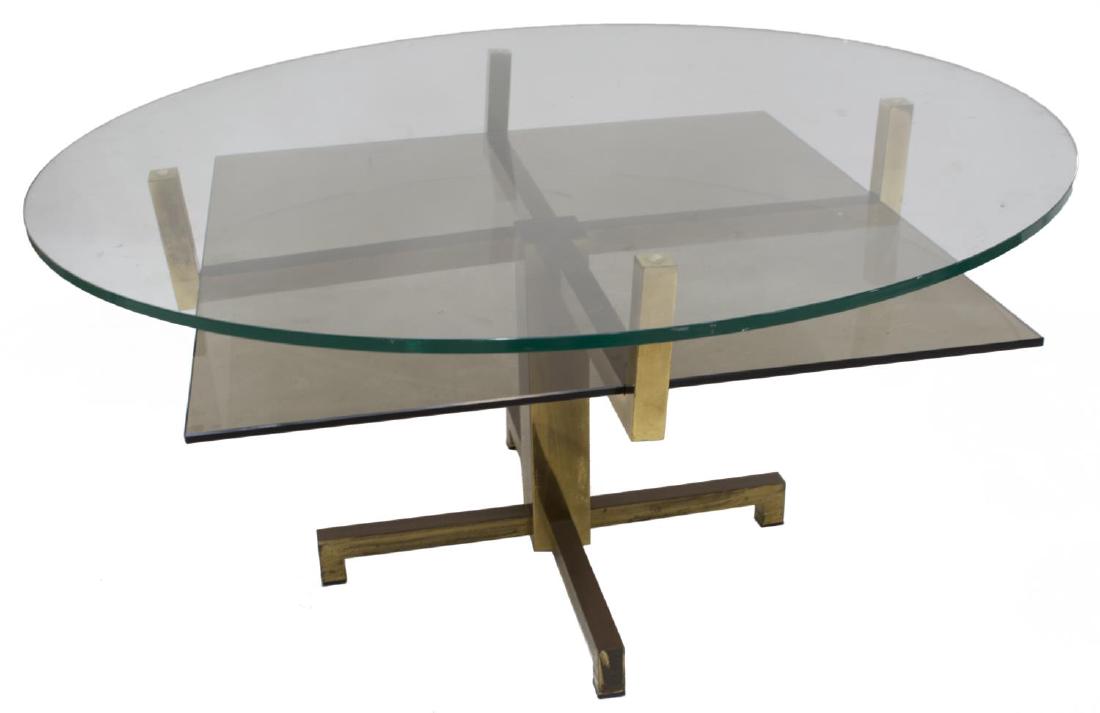 ITALIAN MODERN GLASS & BRASS COFFEE TABLE (1 of 2)