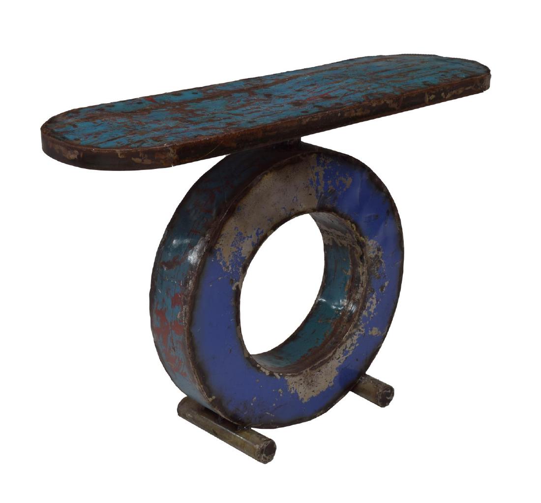 CONTEMPORARY POLYCHROME METAL CONSOLE TABLE (1 of 4)