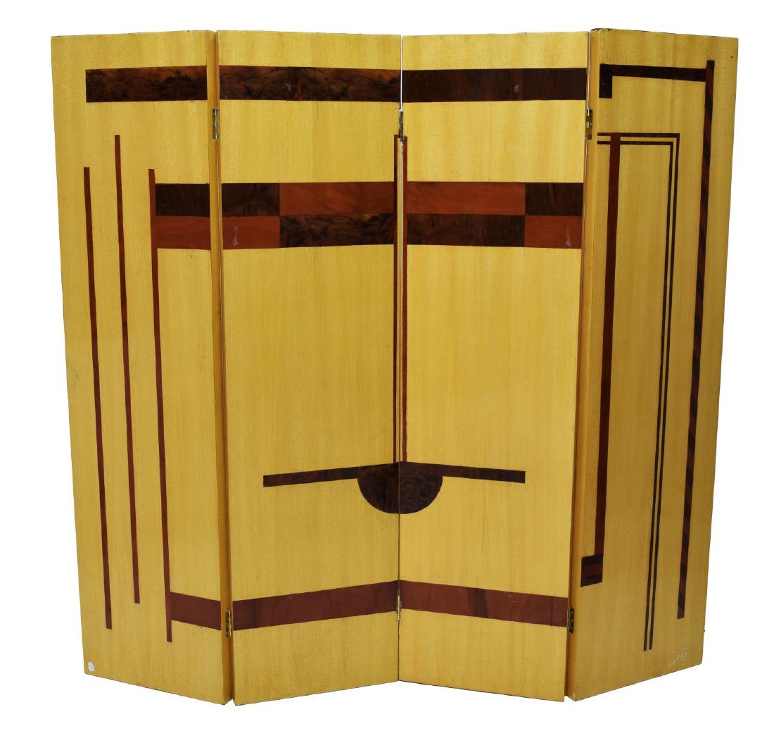 FRENCH ART DECO STYLE INLAID ROOM SCREEN, 20TH C (1 of 2)