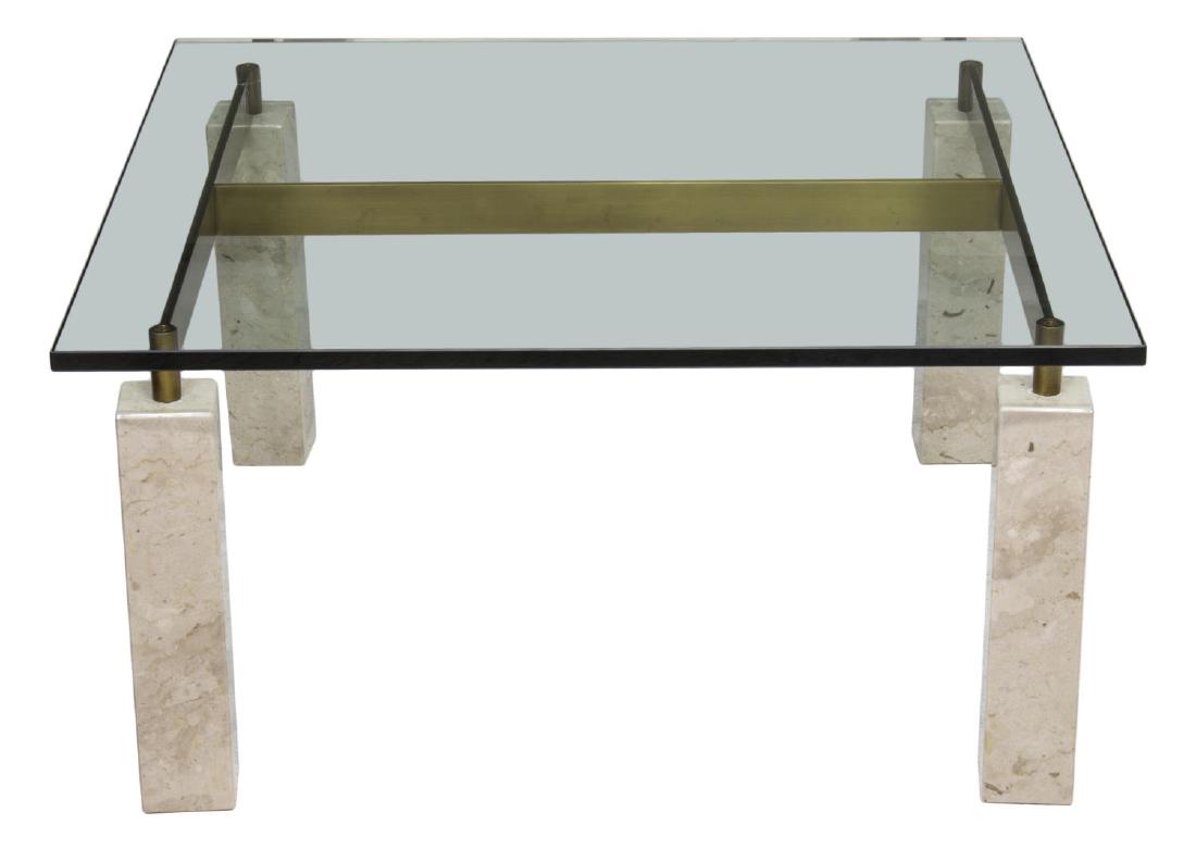 MODERN GLASS, BRASS, MARBLE COFFEE TABLE (1 of 1)