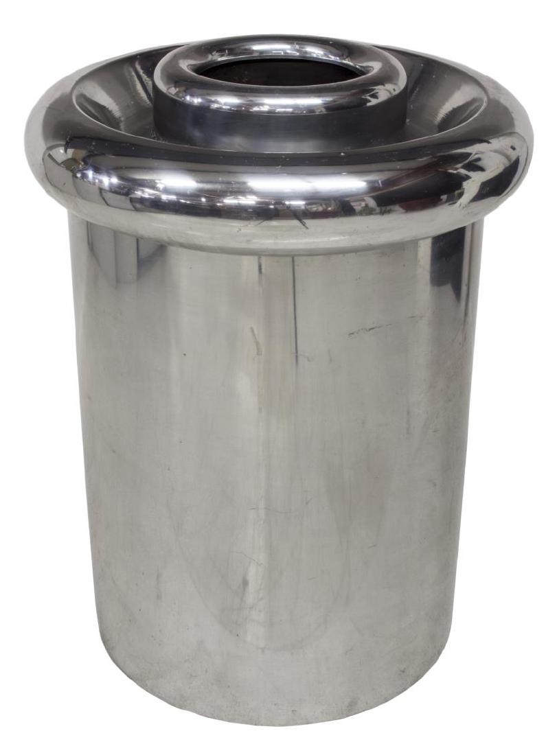 MODERN CYLINDRICAL POLISHED ALUMINUM TRASH CAN (1 of 1)