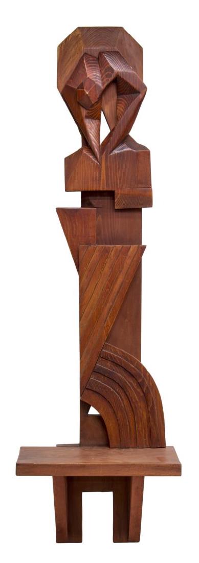 MODERN ABSTRACT CARVED WOOD HANGING WALL SHELF (1 of 4)