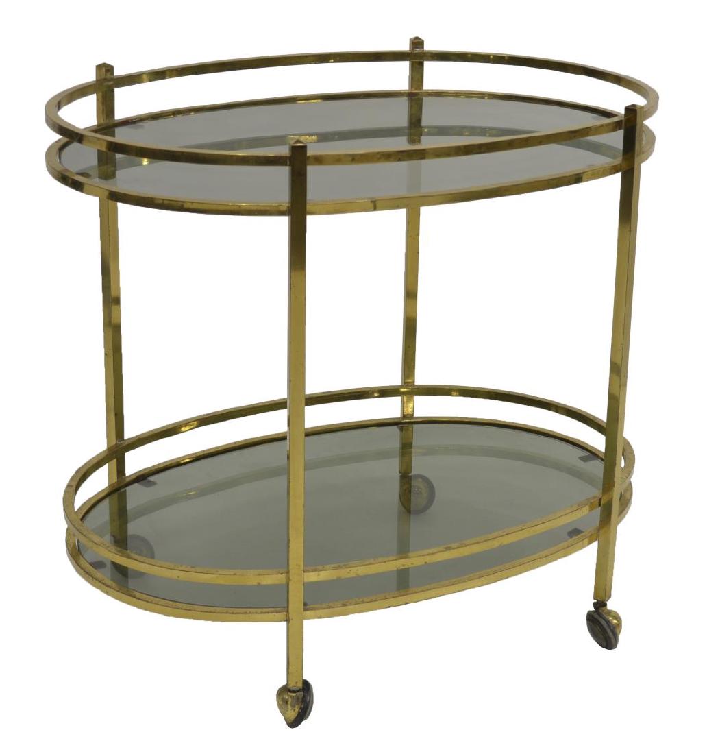 ITALIAN MODERN BRASS & GLASS SERVICE TEA CART (1 of 3)