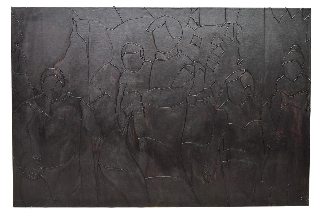 A. VALENCIA PAINTING, BLACK ABSTRACT FIGURES (1 of 3)