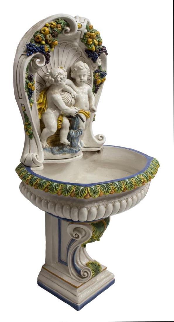 GLAZED CERAMIC PEDESTAL FOUNTAIN, POSITANO, ITALY (1 of 3)