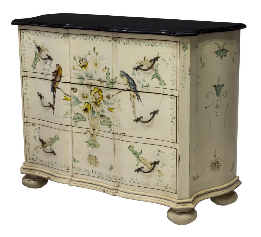 BLACK MARBLE TOP PAINTED BIRDS 3 DRAWER CHEST (1 of 3)