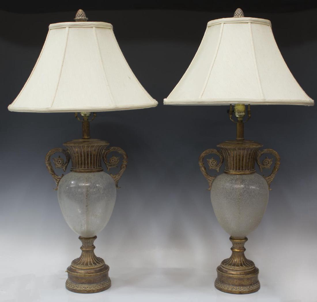 (2) URN FORM ART GLASS & MOLDED GILT TABLE LAMPS (1 of 2)