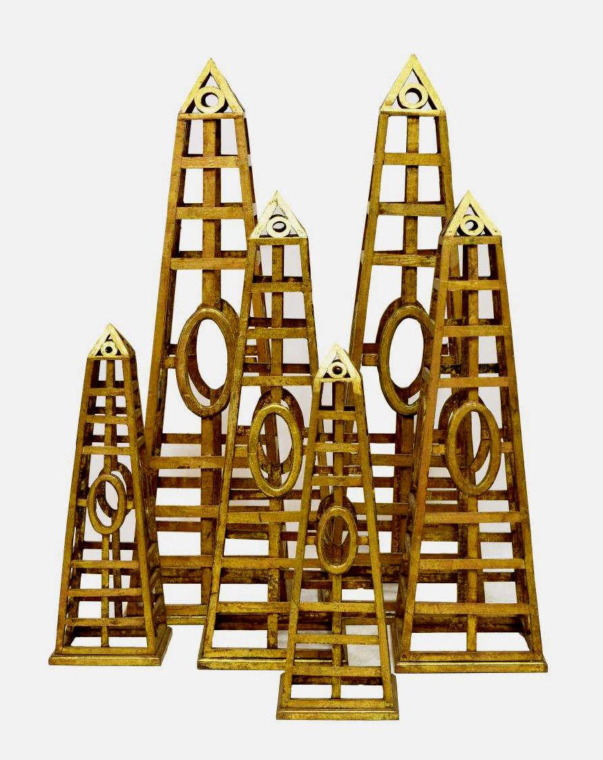 (6) ASSORTED GILT WOOD GARDEN TOPIARY OBELISKS (1 of 4)