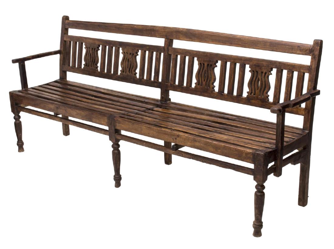 CARVED PIERCED FOUR PERSON TEAKWOOD BENCH, GOA (1 of 3)