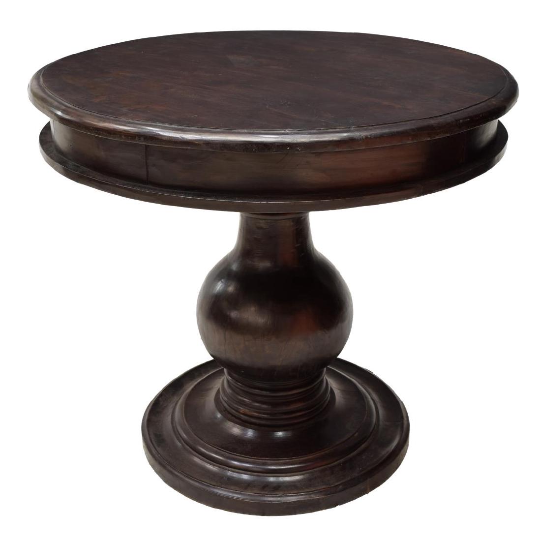 BRITISH COLONIAL CARVED TEAKWOOD PEDESTAL TABLE (1 of 2)
