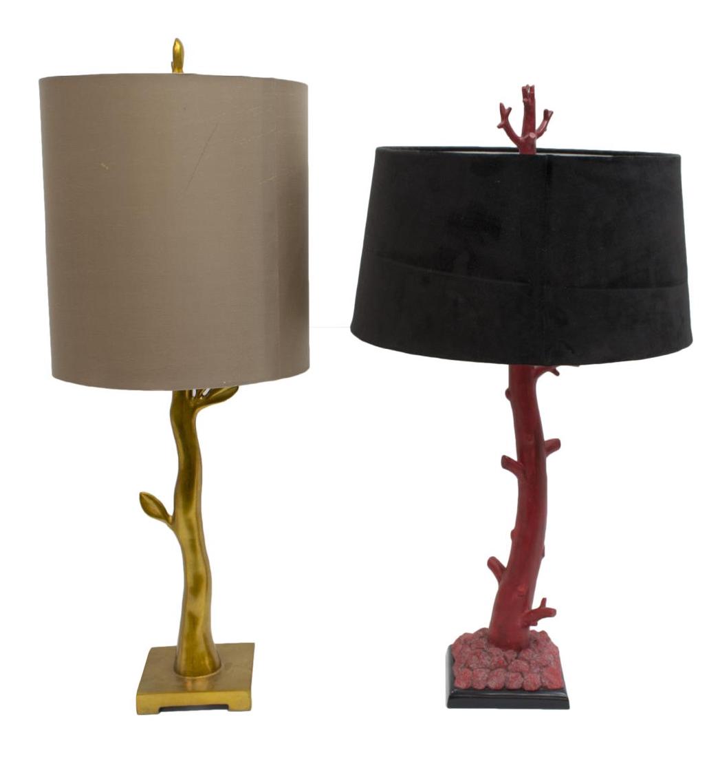 (2) CORAL & GILT BRANCH FORM CONTEMPORARY LAMPS (1 of 4)