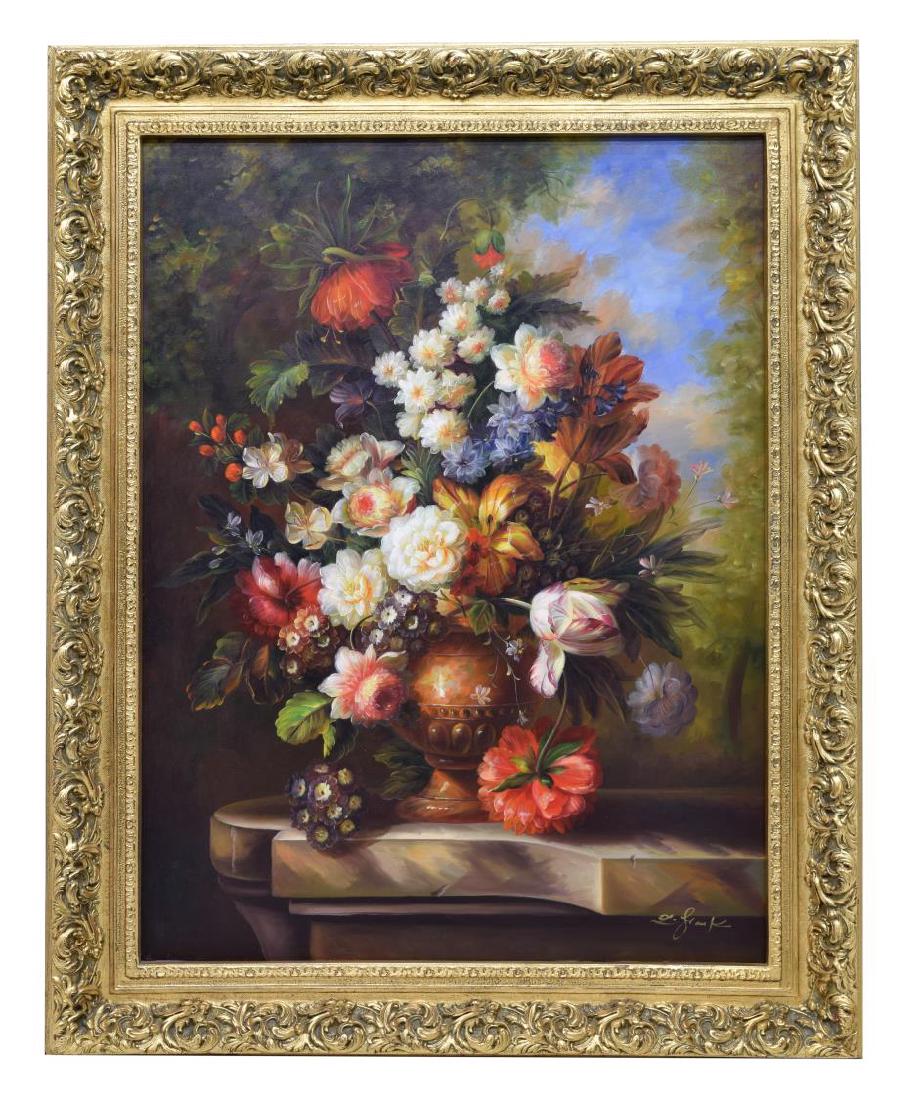 FRAMED DECORATIVE FLORAL STILL LIFE OIL PAINTING (1 of 4)