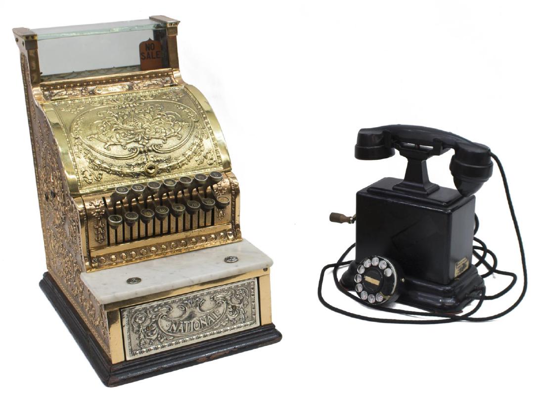 (2) NATIONAL CASH REGISTER 313 & CRANK TELEPHONE (1 of 10)