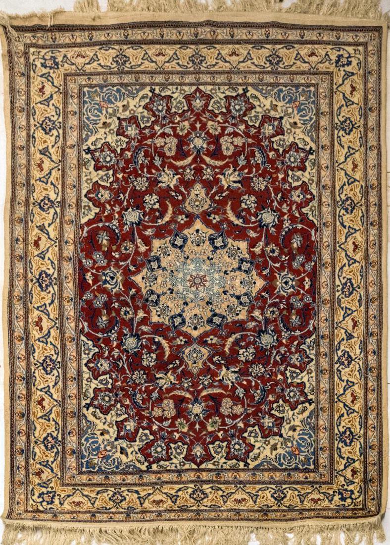 PERSIAN NAIN HAND TIED WOOL RUG APPROX. 5'8" x 8'9" (1 of 2)
