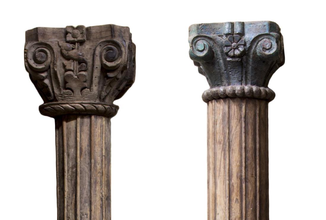 (2)BRITISH COLONIAL STYLE FOLIATE TEAKWOOD COLUMNS (1 of 2)