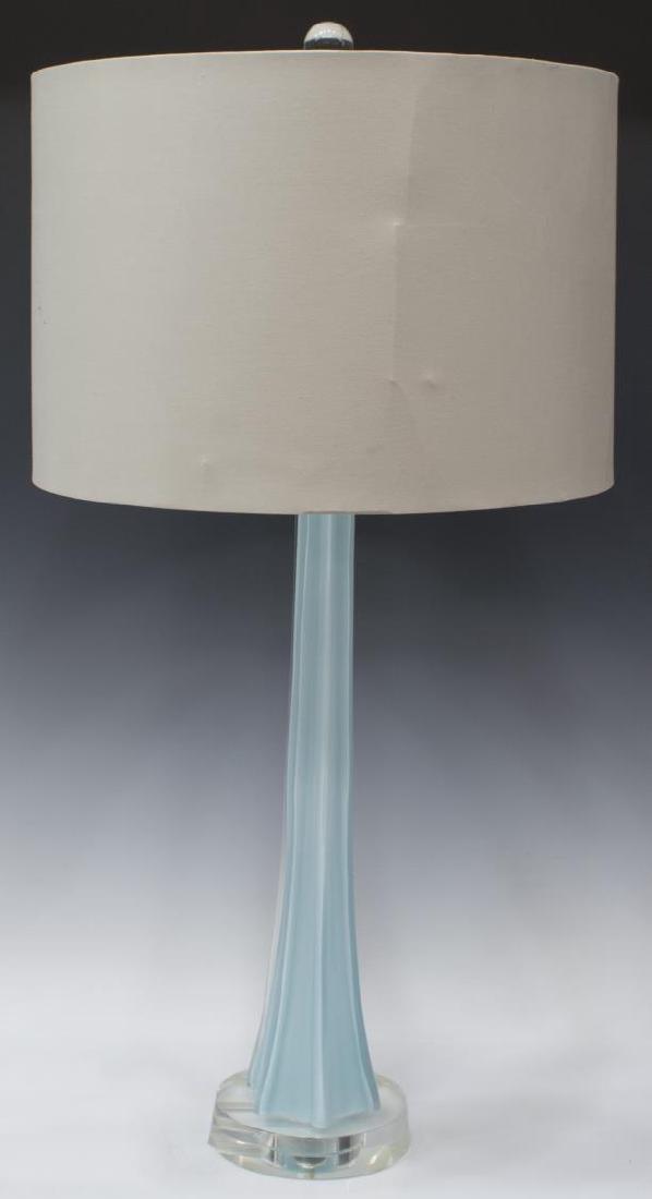 MODERN BLUE OPALESCENT ART GLASS TABLE LAMP (1 of 2)