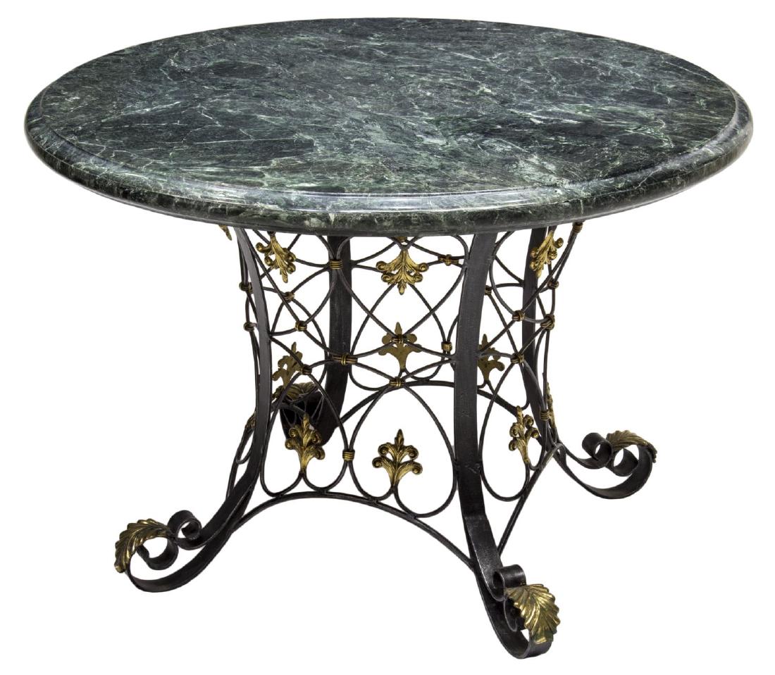 MARBLE, GILT BRASS & WROUGHT IRON TABLE (1 of 1)