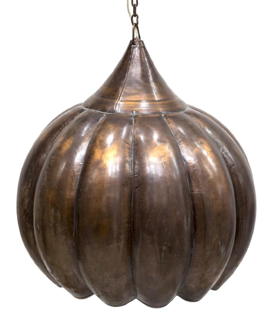 FOLIATE FORM COPPER SINGLE LIGHT CHANDELIER (1 of 1)