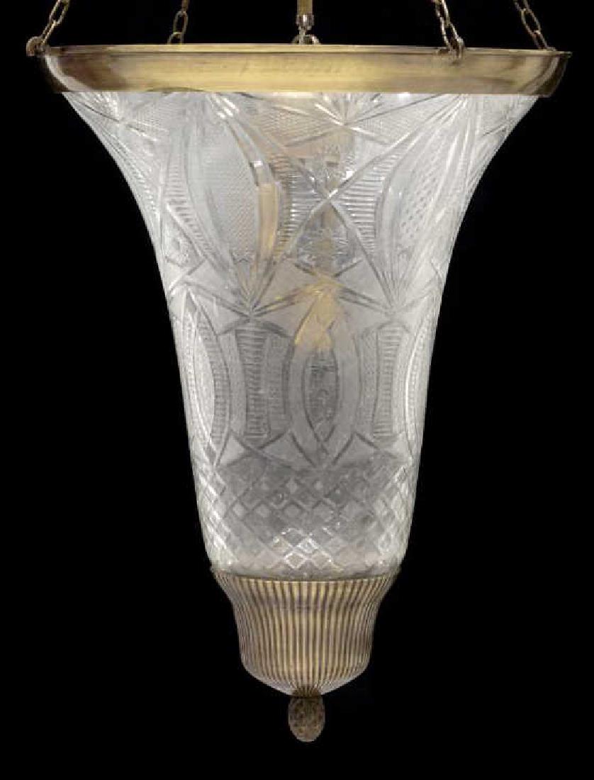 ITALIAN CUT GLASS CONICAL THREE-LIGHT CHANDELIER (1 of 2)