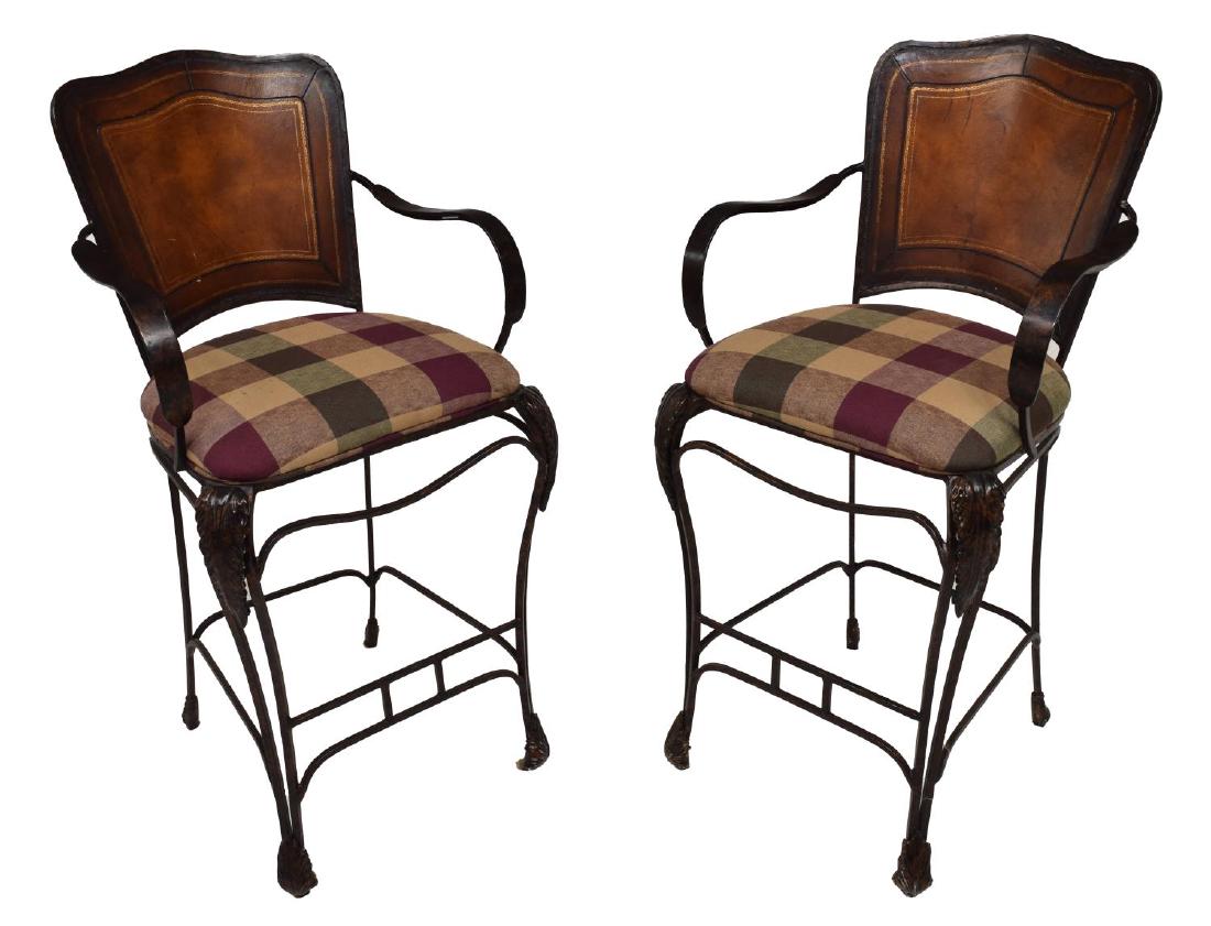 (2) LEATHER BACK STEEL FRAMED BAR STOOLS (1 of 2)