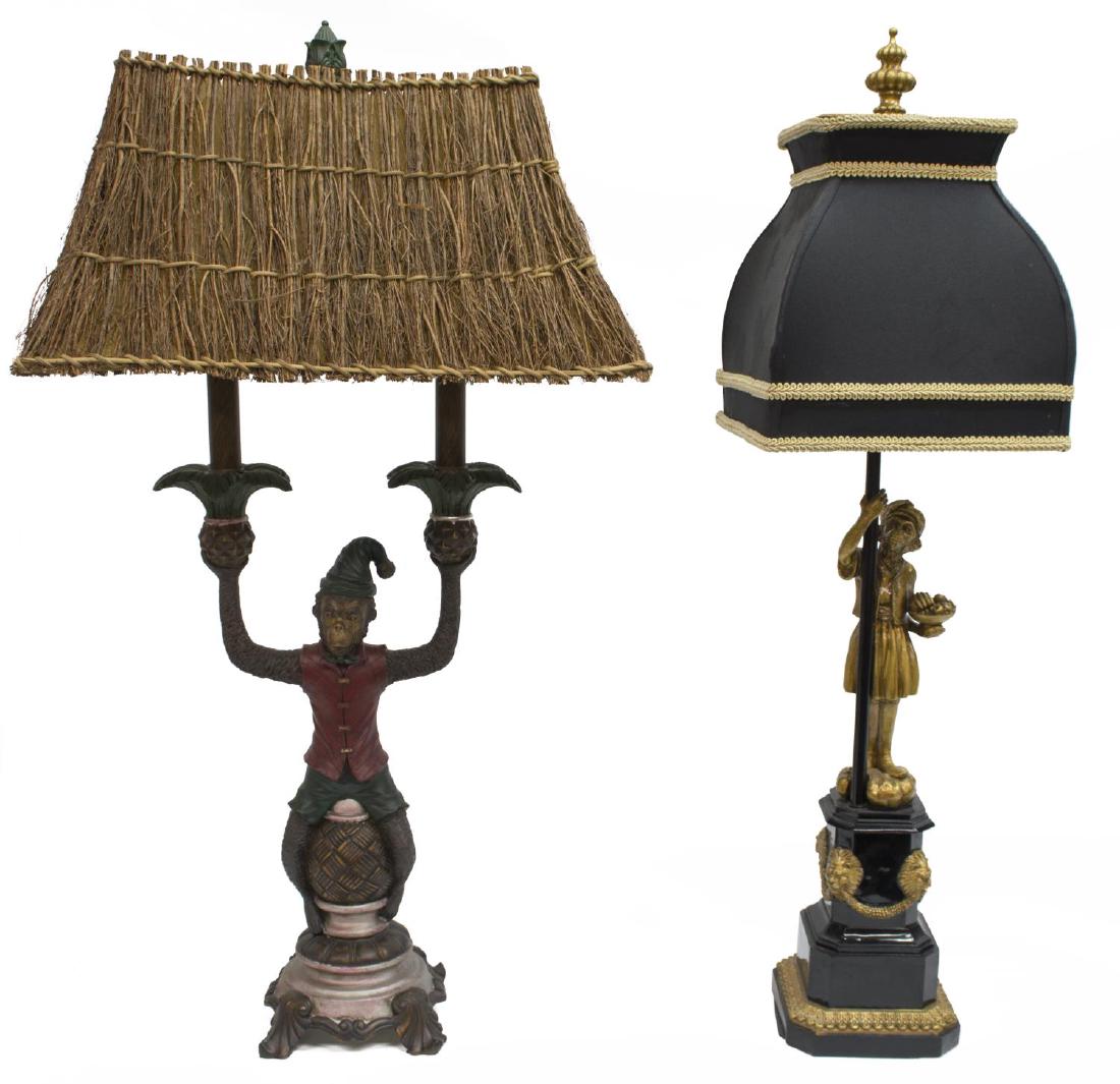 (2) PAINTED COMPOSITION MONKEY FORM TABLE LAMPS (1 of 5)