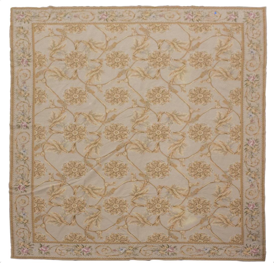 HAND TIED AUBUSSON-STYLE WOOL RUG, 8'11" X 11'9" (1 of 2)