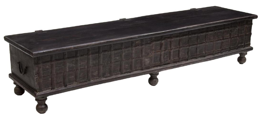 DUTCH COLONIAL STYLE TEAK & IRON LINEN CHEST, GOA (1 of 4)